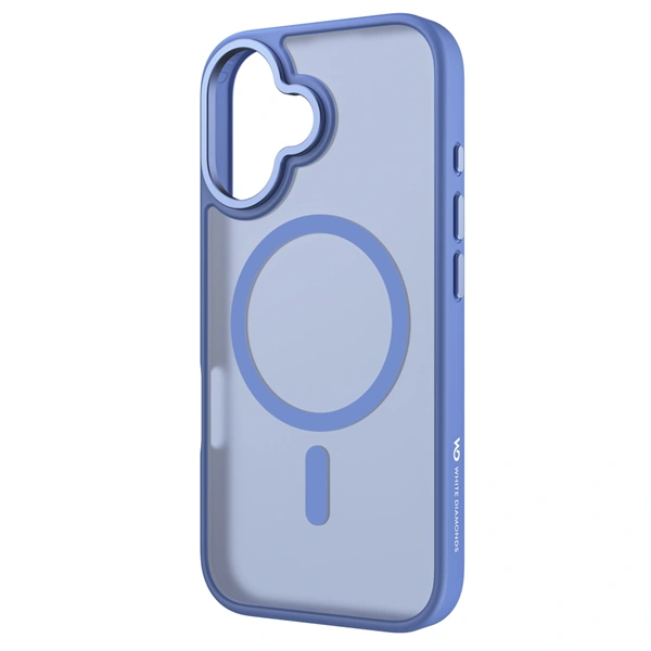 White Diamonds Hybrid Case, kryt pro Apple iPhone 16, magnetický, matný, poloprůhledný modrý