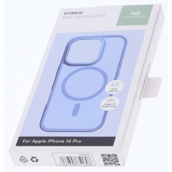 White Diamonds Hybrid Case, kryt pro Apple iPhone 16 Pro, magnetický, matný, poloprůhledný modrý