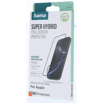 Hama Super Hybrid, nerozbitné ochranné sklo na displej pro Apple iPhone 17 Pro Max, licence D3O®