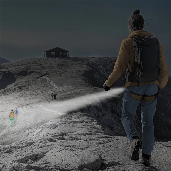 Hama FLX350, LED svítilna, hliníková, 350 lm / 230 m, 4 režimy+SOS, IP44, zoom, karabinka, baterie
