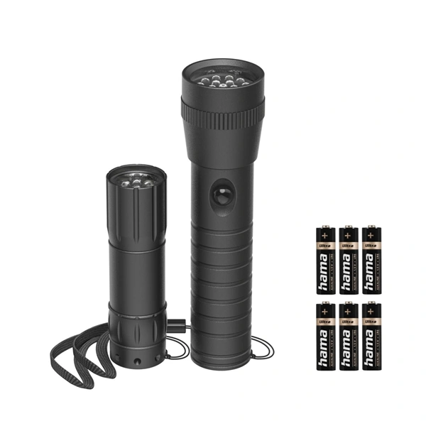 Hama FL-DUO, LED svítilny, hliníkové, 25 lm / 60 lm, poutko na ruku, vč. baterií, set 2 ks