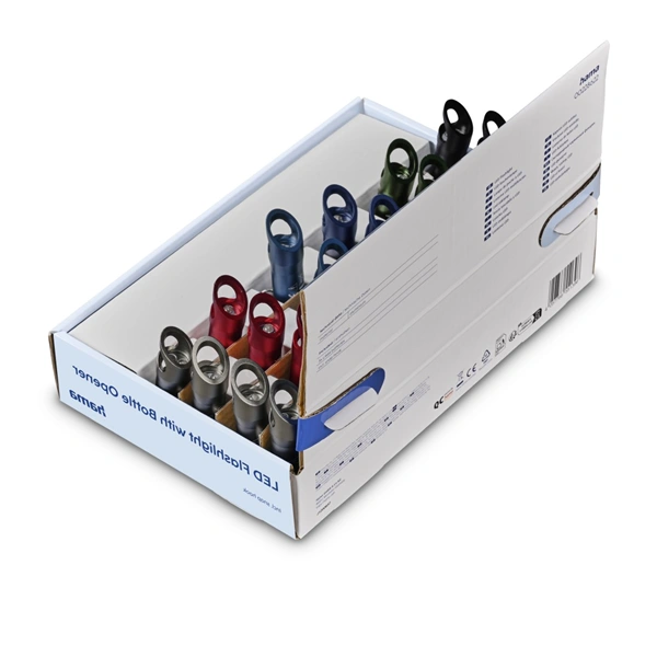 Hama FL4, LED svítilna s otvírákem na lahve, karabinka, baterie, 24 ks v displeji (cena za 1 ks)