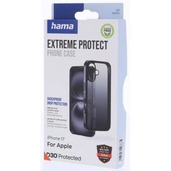 Hama Extreme Protect, kryt pro Apple iPhone 17, materiál D3O®, průhledný černý