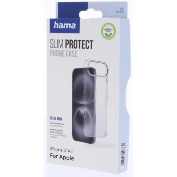 Hama Slim Protect, kryt pro Apple iPhone Air, ultra tenký, 20 % recyklovaných materiálů, průhledný