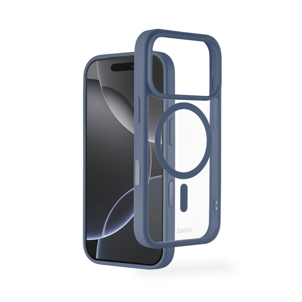 Hama Frame Protect, kryt pro Apple iPhone 17 Pro, magnetický, průhledný/modrý