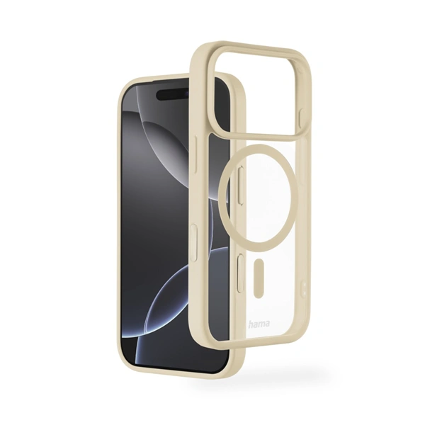 Hama Frame Protect, kryt pro Apple iPhone 17 Pro, magnetický, průhledný/béžový