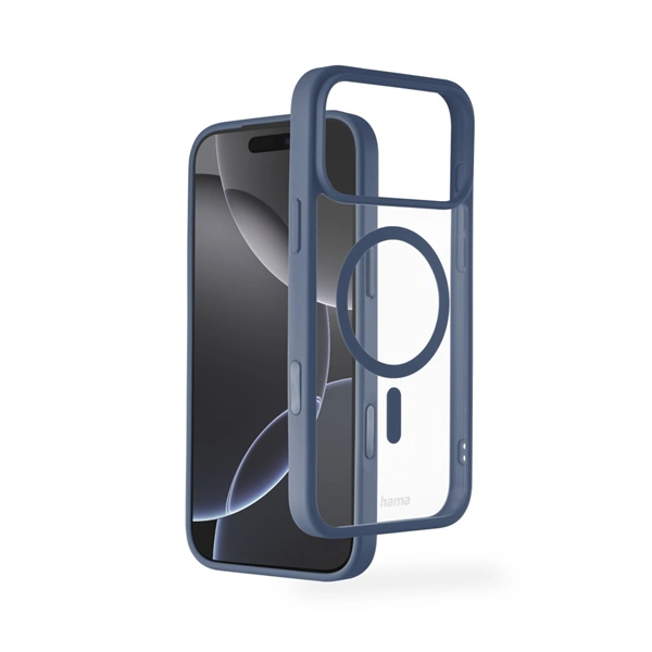 Hama Frame Protect, kryt pro Apple iPhone 17 Pro Max, magnetický, průhledný/modrý