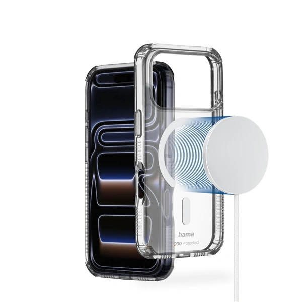 Hama Extreme Protect, kryt pro Apple iPhone 17 Pro, magnetický, D3O®, nežloutne, průhledný