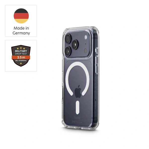 Hama Extreme Protect, kryt pro Apple iPhone 17 Pro, magnetický, D3O®, nežloutne, průhledný