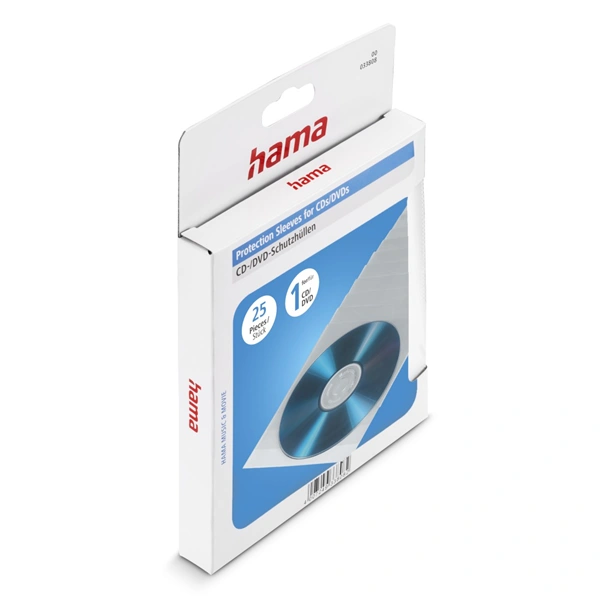 Hama ochranné obaly pro CD/DVD, polypropylen, průhledné, balení 25 ks (cena za balení)