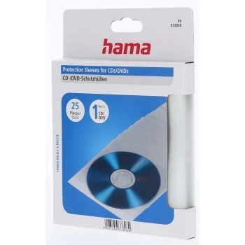 Hama ochranné obaly pro CD/DVD, polypropylen, průhledné, balení 25 ks (cena za balení)