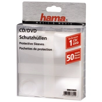 Hama CD/DVD Protective Sleeves 50, transparent | HAMA B2C - foto, video ...