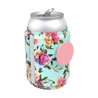 PopSockets PopThirst, drk/obal na plechovku, s integrovanm PopGrip Gen. 2, tyrkysov s kvtinami
