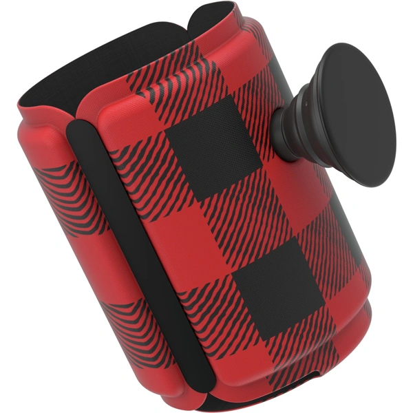 PopSockets PopThirst, držák/obal na plechovku, s integrovaným PopGrip Gen. 2, červeno-černé káro