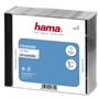 Hama CD Standard box, standardní obal na 1 CD/DVD, průhledný/černý, balení 5 ks (cena za balení)