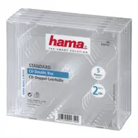 Hama CD Double box, standardní obal na 2 CD/DVD, průhledný, balení 5 ks (cena za balení)