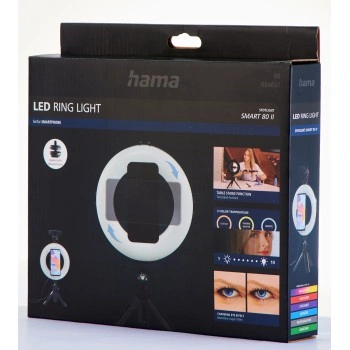 Hama SpotLight Smart 80 II, kruhové LED světlo 8", držák mobilu, dálková spoušť, stolní stativ