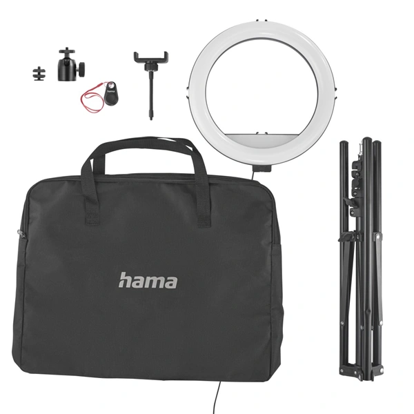 Hama SpotLight Steady 120 II, kruhové LED světlo 12" pro telefon, Bluetooth spoušť, stativ