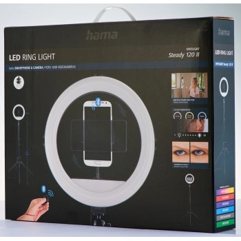 Hama SpotLight Steady 120 II, kruhové LED světlo 12" pro telefon, Bluetooth spoušť, stativ