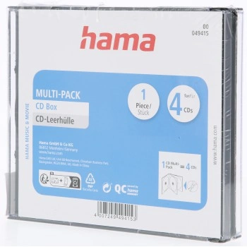 Hama CD Multi-Pack, obal na 4 CD/DVD, průhledný/černý