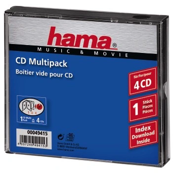 Hama CD Multi-Pack, obal na 4 CD/DVD, průhledný/černý