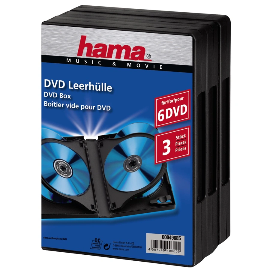 Hama DVD Box 6, Black, Pack of 3 pieces