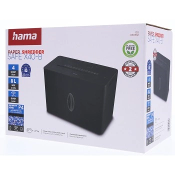 Hama Safe X40-B, skartovačka, křížový řez, 4 listy, bezpečnostní úroveň P4 T4 E3, černá
