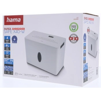 Hama Safe X40-B, skartovačka, křížový řez, 4 listy, bezpečnostní úroveň P4 T4 E3, bílá