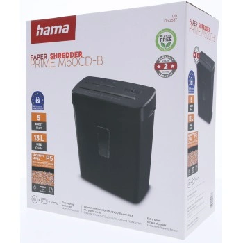 Hama Prime M50CD-B, skartovačka, micro řez, 5 listů, bezpečnostní úroveň P5 T2 E2 O1, černá