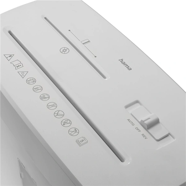 Hama Prime M50CD-W, skartovačka, micro řez, 5 listů, bezpečnostní úroveň P5 T2 E2 O1, bílá