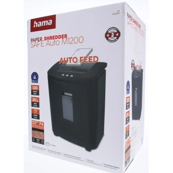 Hama Safe Auto M1200, skartovačka, micro řez, podavač, 120 listů, bezpečnostní úroveň P4 T4 E3