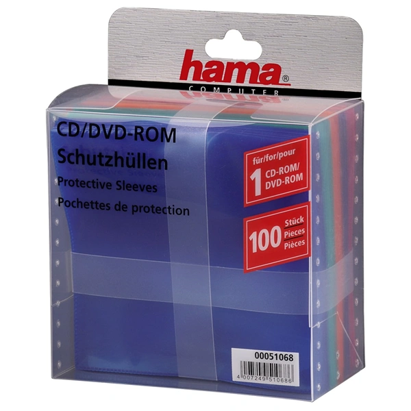 Hama ochranné obaly pro CD/DVD, polypropylen, barevné, balení 100 ks (cena za balení)