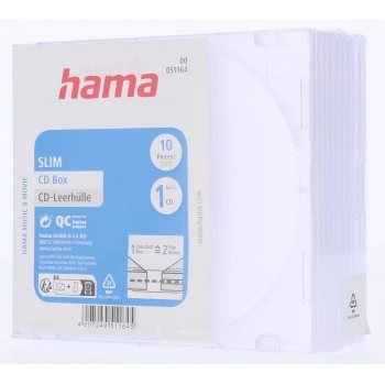 Hama CD Slim Box, obal na 1 cd/dvd, průhledný, balení 10 ks (cena za balení)