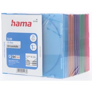 Hama CD Slim Box, obal na 1 cd/dvd, mix barev, balení 25 ks (cena za balení)
