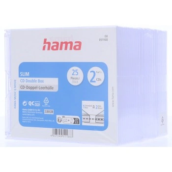 Hama CD Slim Double Box, obal na 2 cd/dvd, průhledný, balení 25 ks (cena za balení)