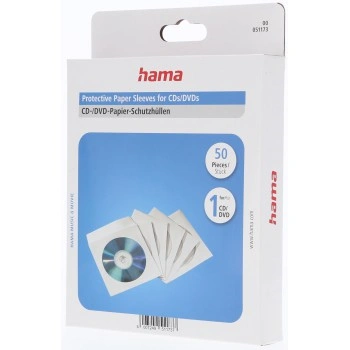 Hama papírové obaly pro CD/DVD, bílé, krabička na zavěšení, balení 50 ks (cena za balení)