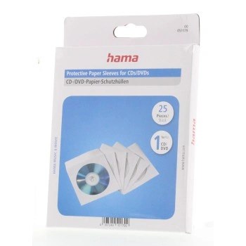 Hama papírové obaly na CD/DVD, bílé, balení 25 ks (cena za balení)