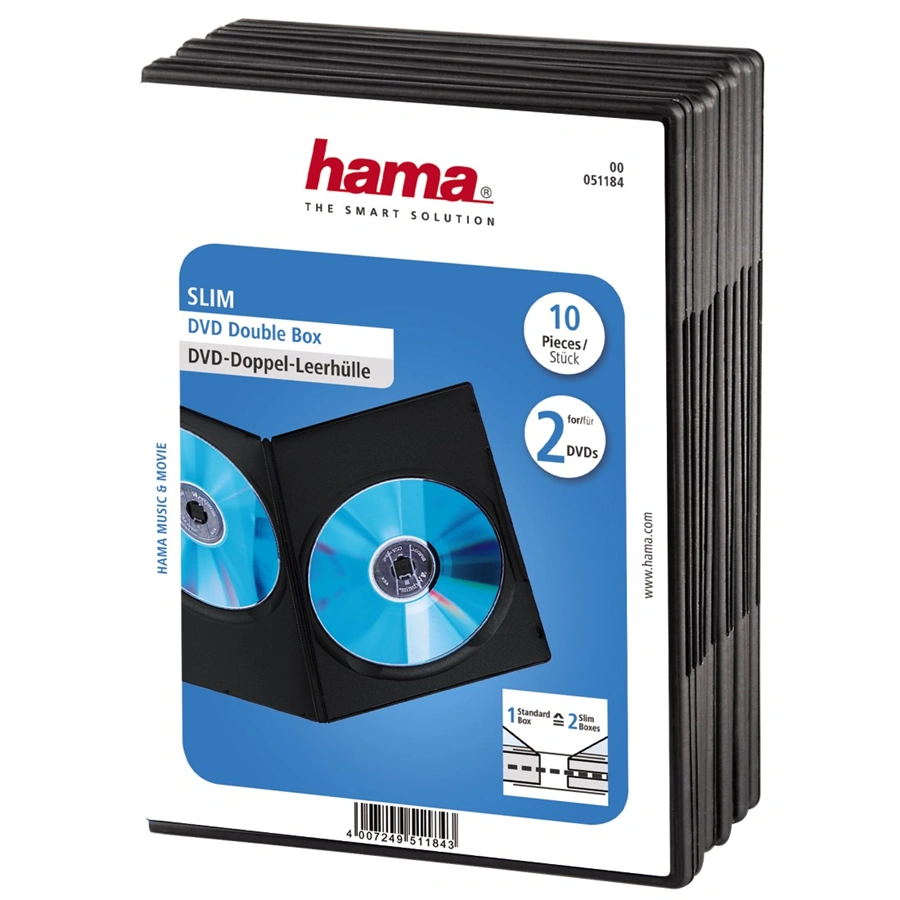 Hama DVD Slim Double-Box 10, Black