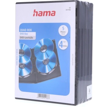 Hama DVD Quad Box, obal na 4 DVD, s fólií, černý, balení 5 ks (cena za balení)