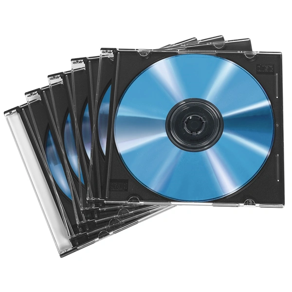 Hama CD Slim Box, obal na 1 cd/dvd, průhledný/černý, balení 50 ks (cena za balení)