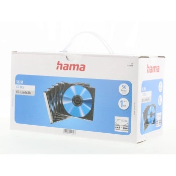 Hama CD Slim Box, obal na 1 cd/dvd, průhledný/černý, balení 50 ks (cena za balení)