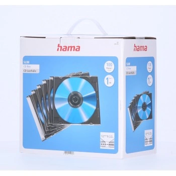 Hama CD Slim Box, obal na 1 cd/dvd, průhledný/černý, balení 100 ks (cena za balení)