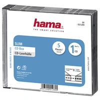 Hama CD Slim Box, obal na 1 cd/dvd, průhledný/černý, balení 5 ks (cena za balení)