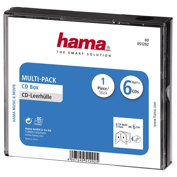 Hama CD Multi-Pack, obal na 6 CD/DVD, průhledný/černý