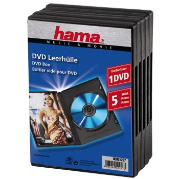 Hama DVD obal na 1 DVD, s fólií, černý, 5 ks