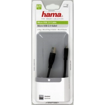 Hama micro USB 2.0 kabel, typ A - micro B, 0,25m, černý