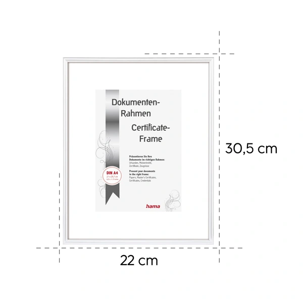Hama rámeček plastový SEVILLA, bílá, 21x29,7 cm (formát A4), plastové sklo