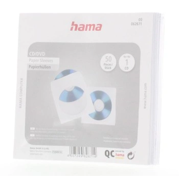 Hama papírové obaly na CD/DVD, bílé, balení 50 ks (cena za balení)