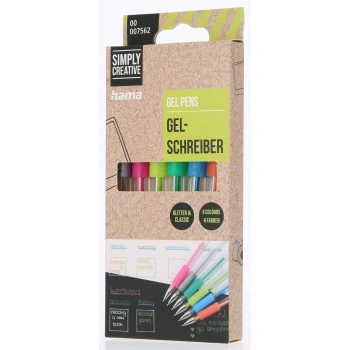 Hama gelové kuličkové pero Glitter & Classic - set 6 barev