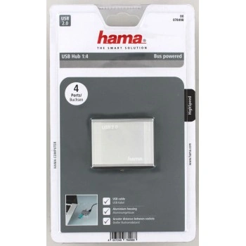 Hama USB 2.0 HUB "Alu mini" 1:4, stříbrný